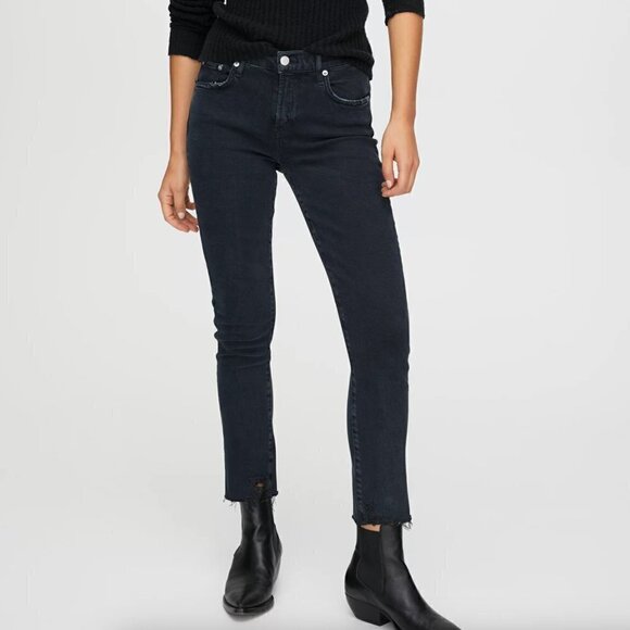 AGOLDE Toni Straight Leg Black Jeans Sz 23 - Picture 1 of 11